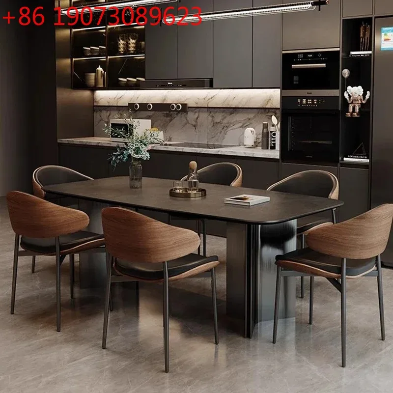 

Ресторан Черные обеденные столы Квадратный дизайн Кухня для завтрака Обеденная