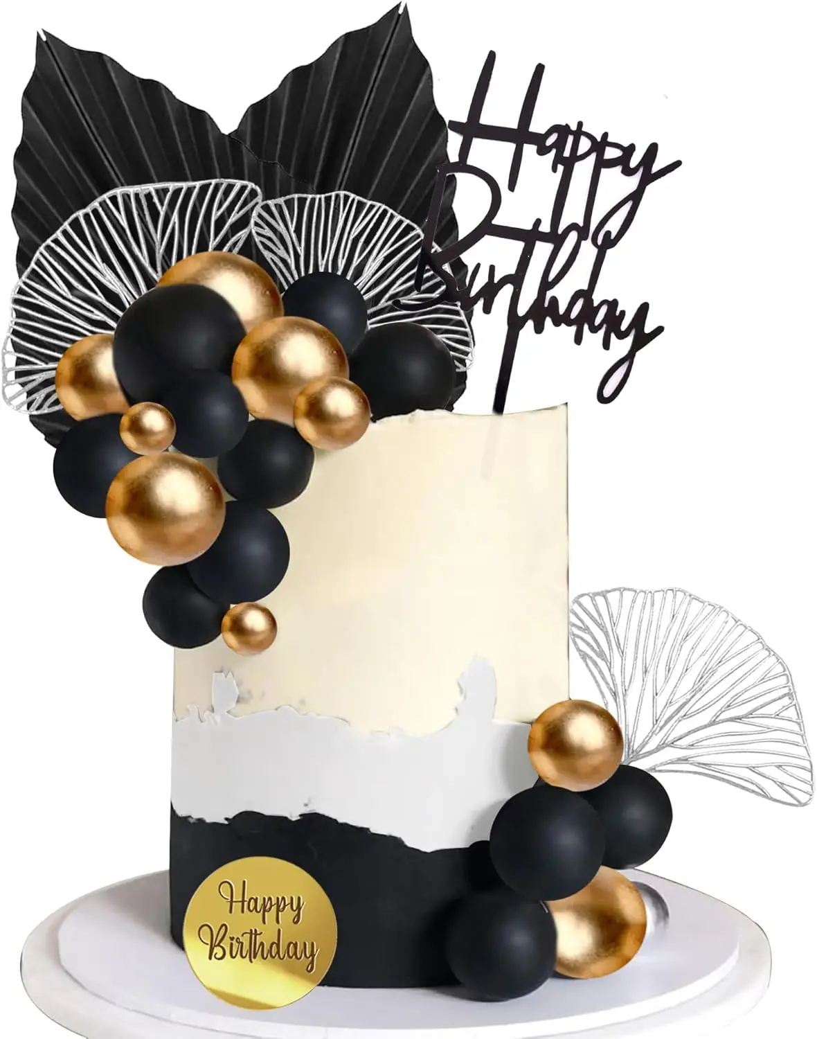 Blaue weiße goldene Kugeln Kuchendeckel Kugeln Geburtstagstorte Dekorationen für Geburtstag Boho Hochzeit Babyparty Partydekorationen – Detail 10