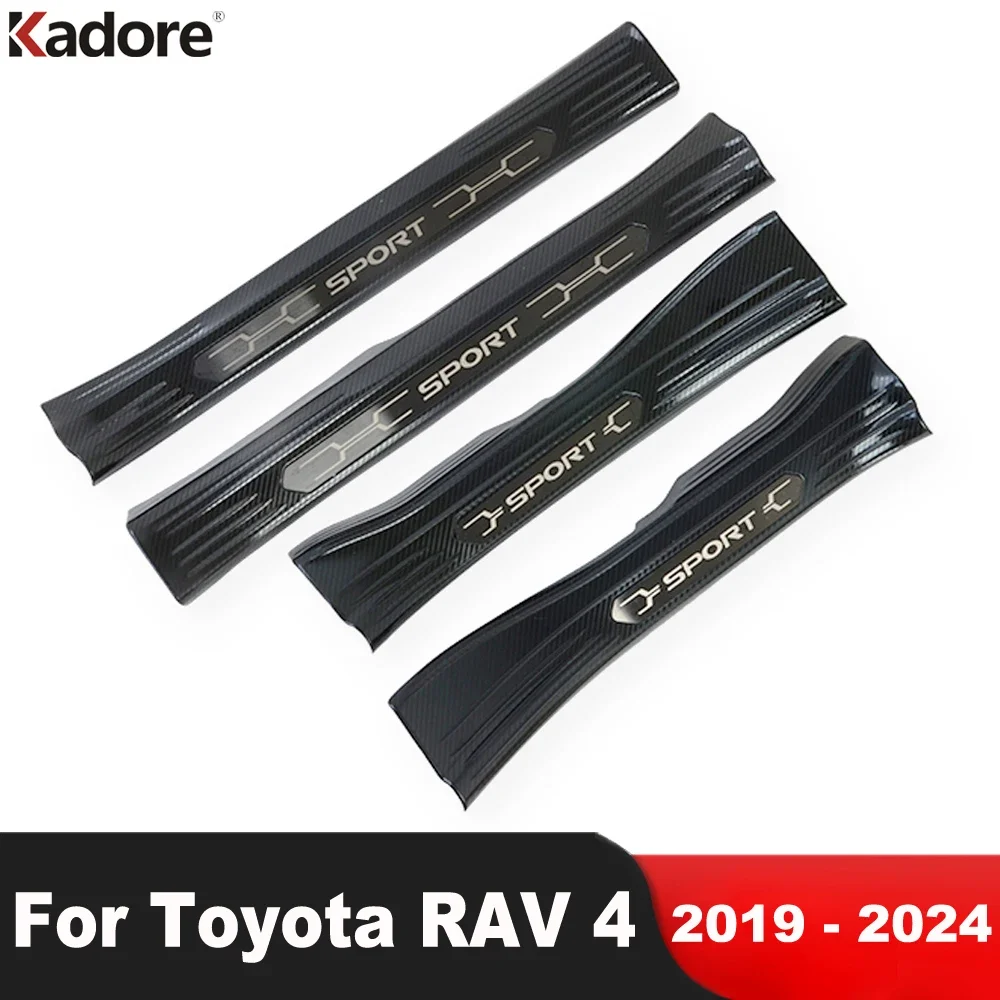 For Toyota RAV4 RAV 4 2019 2020 2021 2022 2023 2024 Steel Car Door Sill Scuff Plate Cover Trim Welcome Pedal Guard Accessories