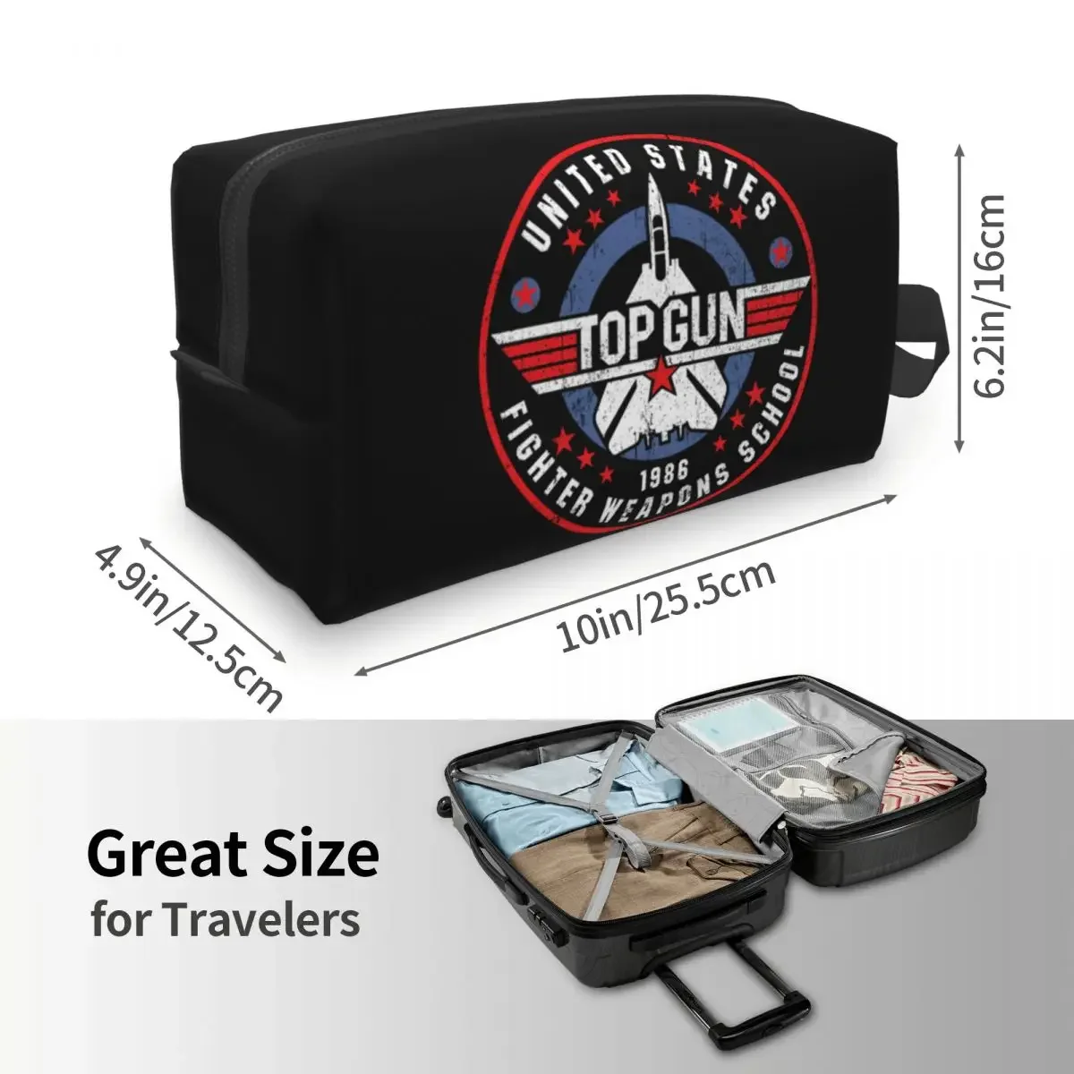 Fashion US Fighter arms School weared Travel Toiletry Bag Top Gun Maverick Makeup Cosmetic Organizer Beauty Storage Dopp Kit