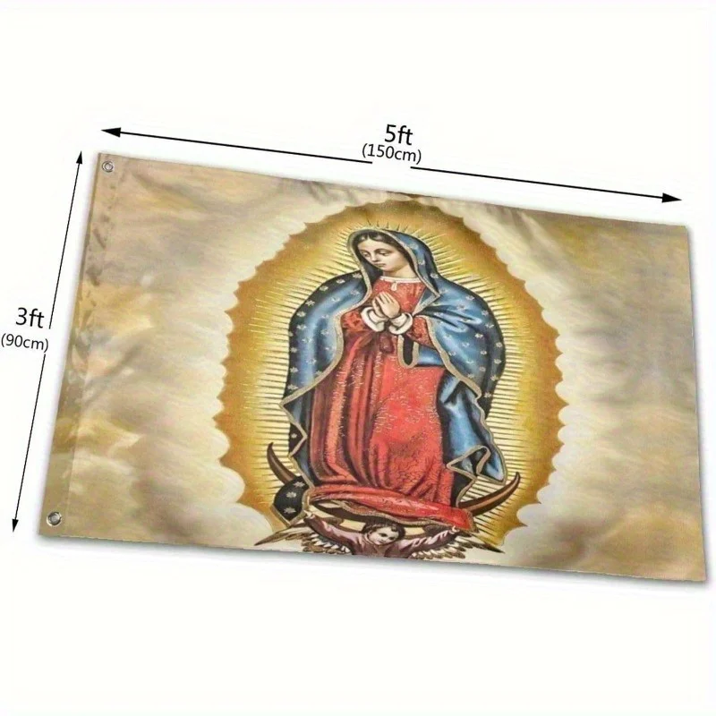 Virgin Mary Our Lady of Guadalupe Outdoor Flag Durable Fabric Garden Banner with Traditional Religious Design for Home Yard