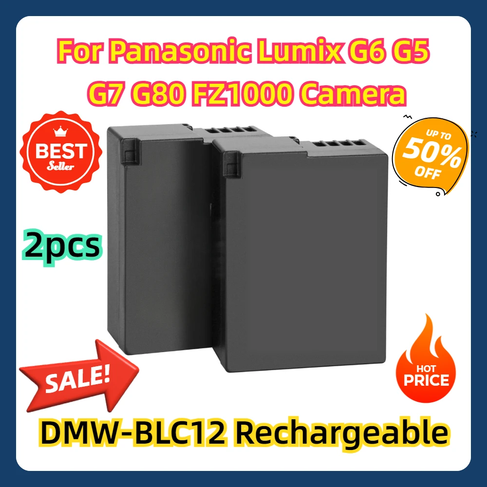 

2PCS For Panasonic Lumix G6 G5 G7 G80 FZ1000 Camera Replacement Bateria DMW-BLC12 BLC12 Rechargeable Battery Pack