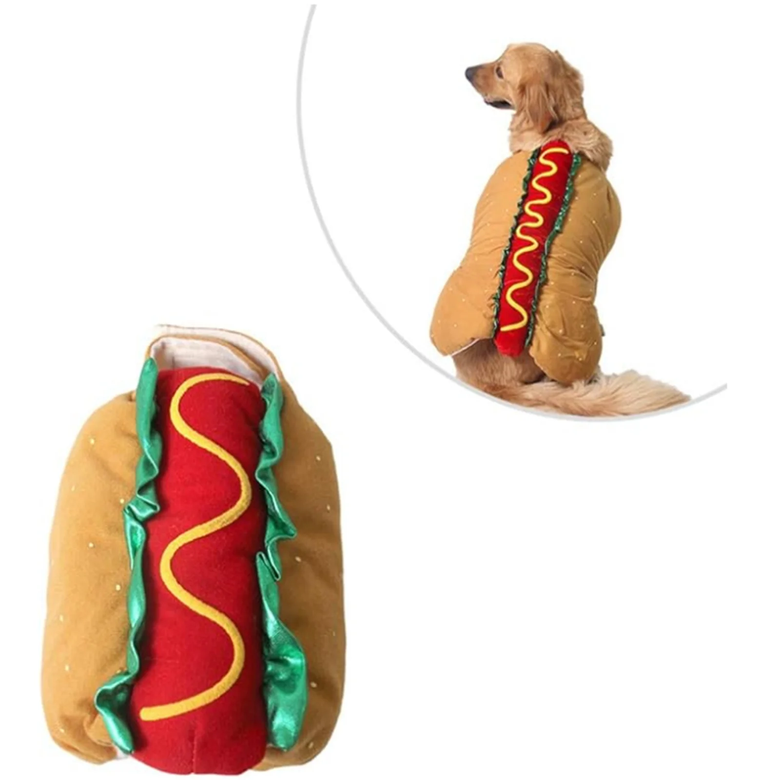 

Wiener Food Cosplay For Halloween Cute Dress Pet Dog Cat Size Up Clothes Hot Costume Puppy Burger Circus Christmas Bun