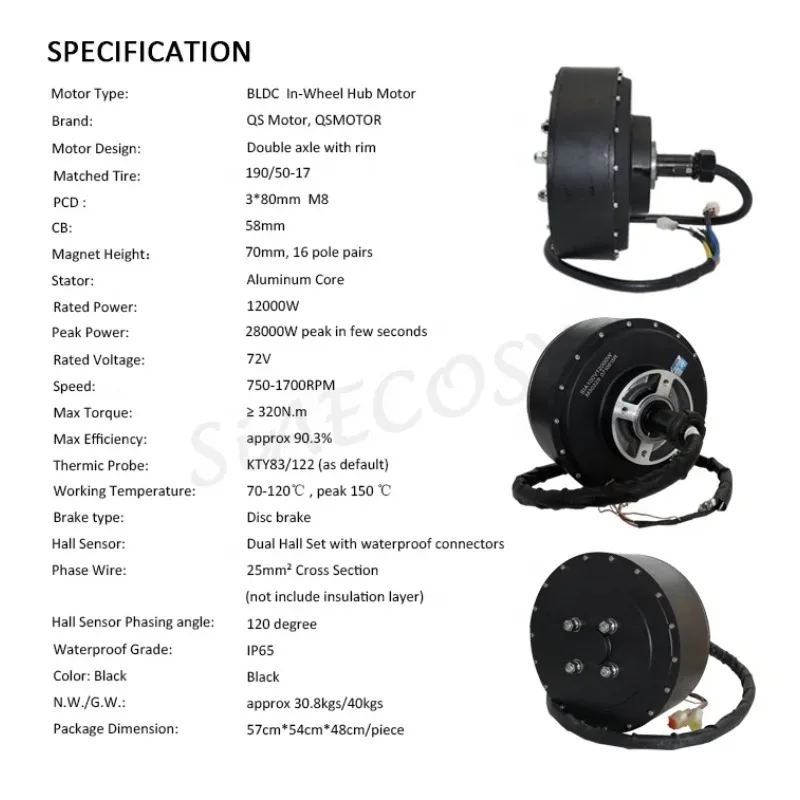 QS Motor 273 130KPH 12000 Watt 4WD Brushless BLDC Electric Car Kits With Fardriver ND96850 Controller New Condition