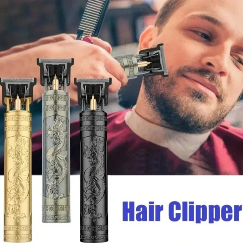 Ergonomic T9 Hair Trimmer 4 Limit Combs Cleaning Brush USB C Charging Cable Cordless Rechargeable Beard Clipper for Men Comfort