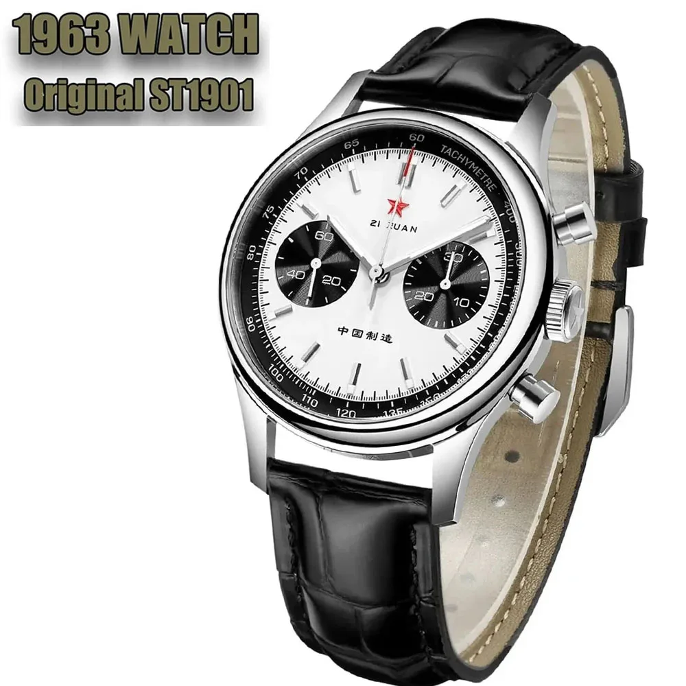 Möwe 1963 Uhr st1901 New China Aviation Chronograph Möwe Uhrwerk Uhr für Männer 40mm Saphir Herren uhr