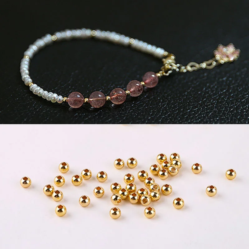 10pcs Color-preserving Gold Color Small Bead Spacer Copper Bead Diy Handmade Earrings Bracelet Basic Material Accessories