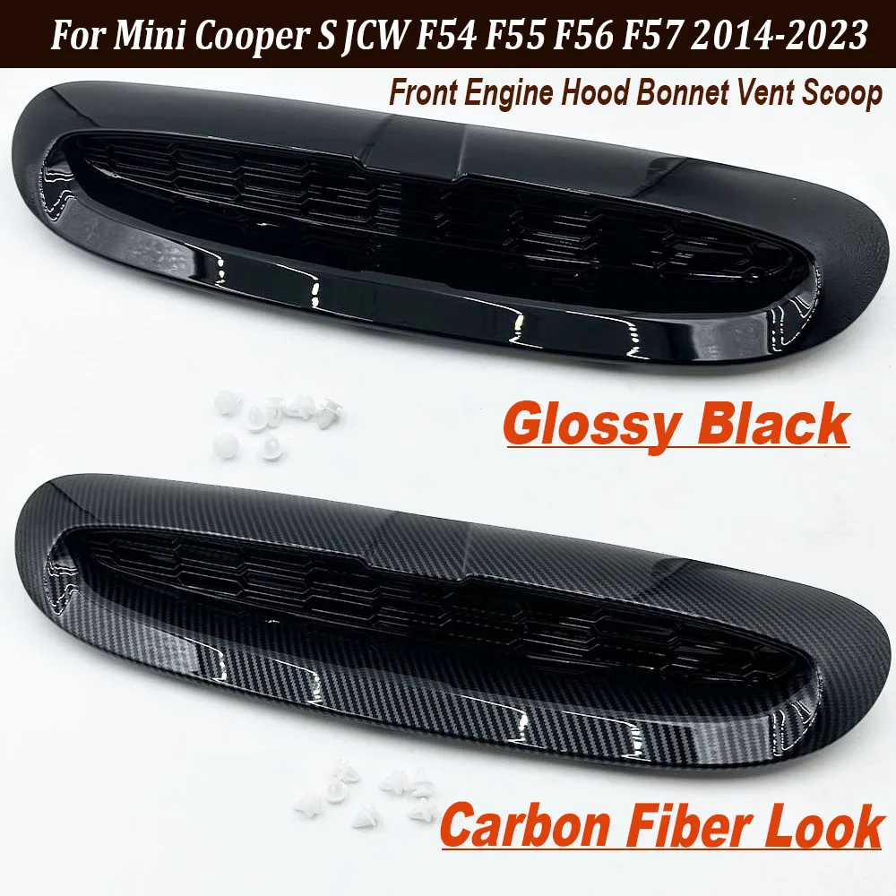 Front Engine Hood Bonnet Vent Scoop Glossy Black / Carbon Fiber Look For Mini Cooper S JCW F54 F55 F56 F57 Air Outlet Cover Trim