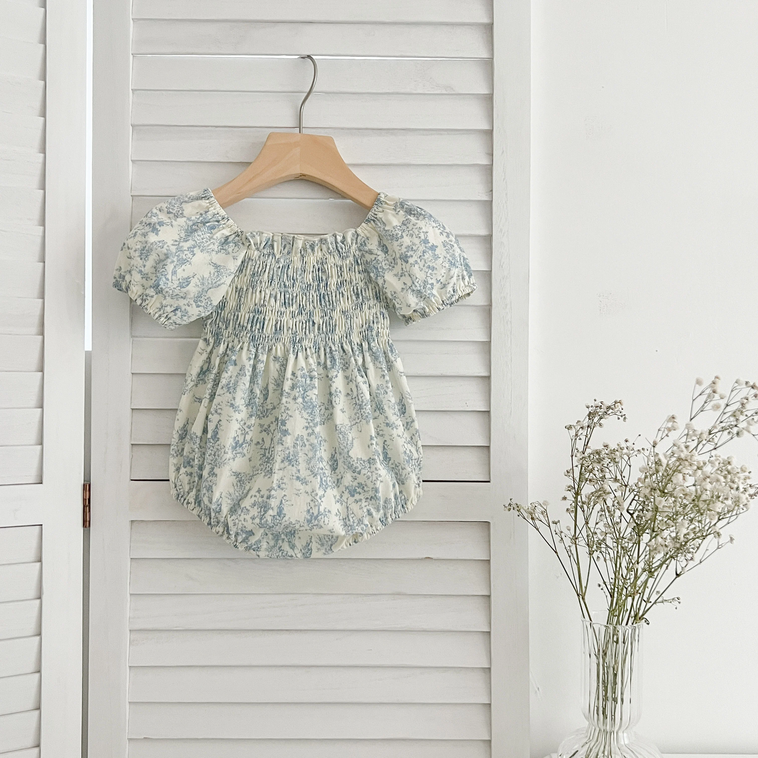 Sommer Schwester Kleid Infant Neugeborenes Baby Mädchen Kleidung Schwester Weibliche Baby Kleine Gebrochene Blaue Blume Kurzarm Strampler Kleidung ﻿ – Detail 17