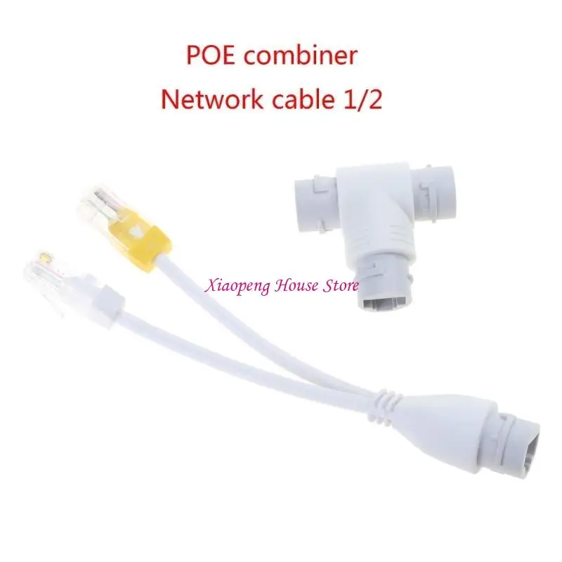 Two-in-One POE Splitter Networks Cable Connector for Security Camera Installation Three-way RJ45 Connector Accessories 77JC