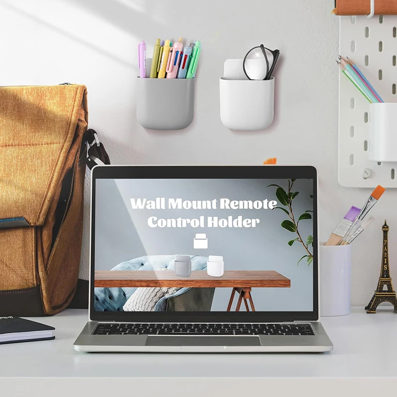 2PCS Wall Mounted Storage Box Mobile Phone Plug Holder Stand Rack Remote Control Storage Organizer Case For Air Conditioner TV