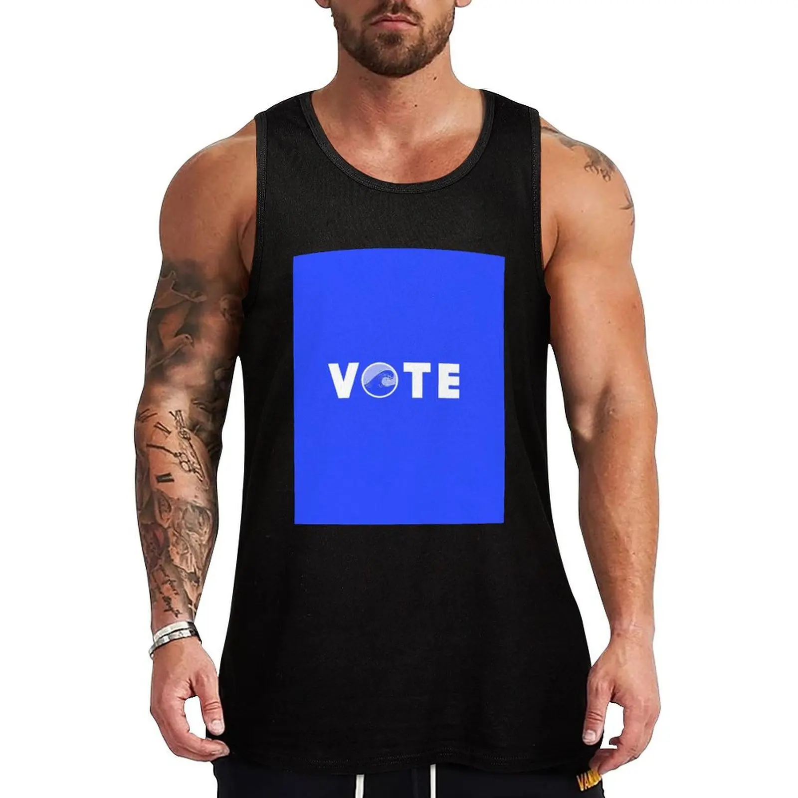 

Blue Wave Vote Tank Top Running Jogging Tank Top Moisture Wicking Dry Fit