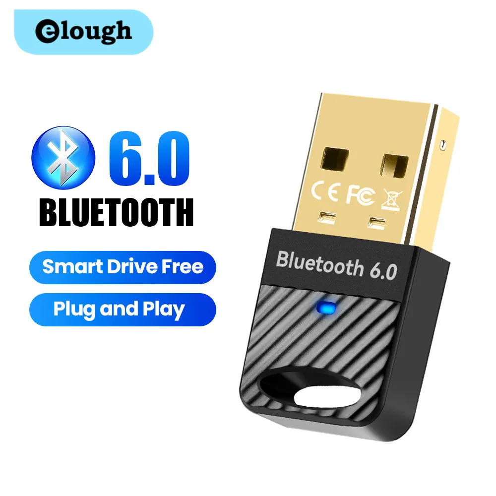 

USB-адаптер Bluetooth 6,0, беспроводной Bluetooth-адаптер для ПК, Windows11/10/8,1, приемник-передатчик для клавиатуры/мыши