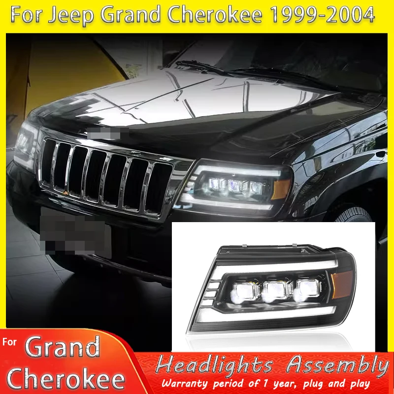 

Car Head Lamp For Jeep Grand Cherokee 1999-2004 Headlights DRL H7 LED Bi Xenon Bulb Assembly Upgrade Dynamic Signal Accessories