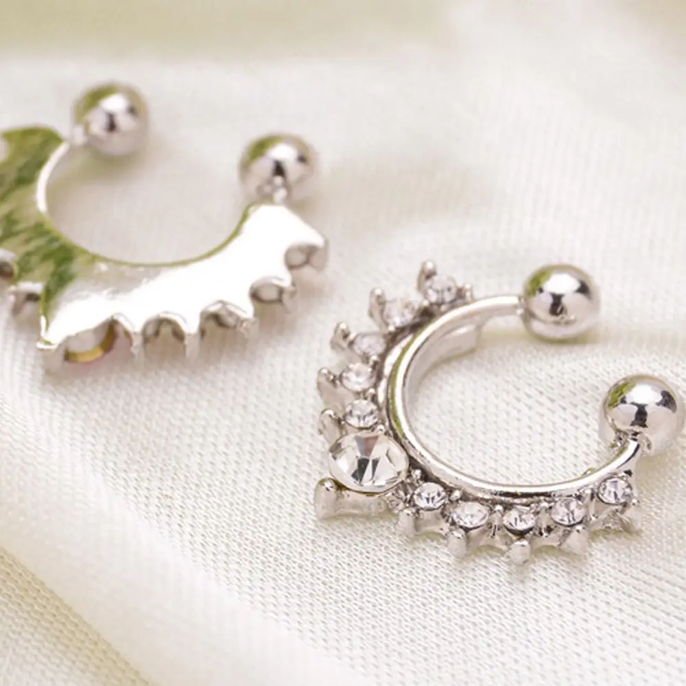 Cool Trendy Metal Geometric Punk U Shape Body Jewelry Bear Nose Cuff Fake Nose Ring Nose Stud