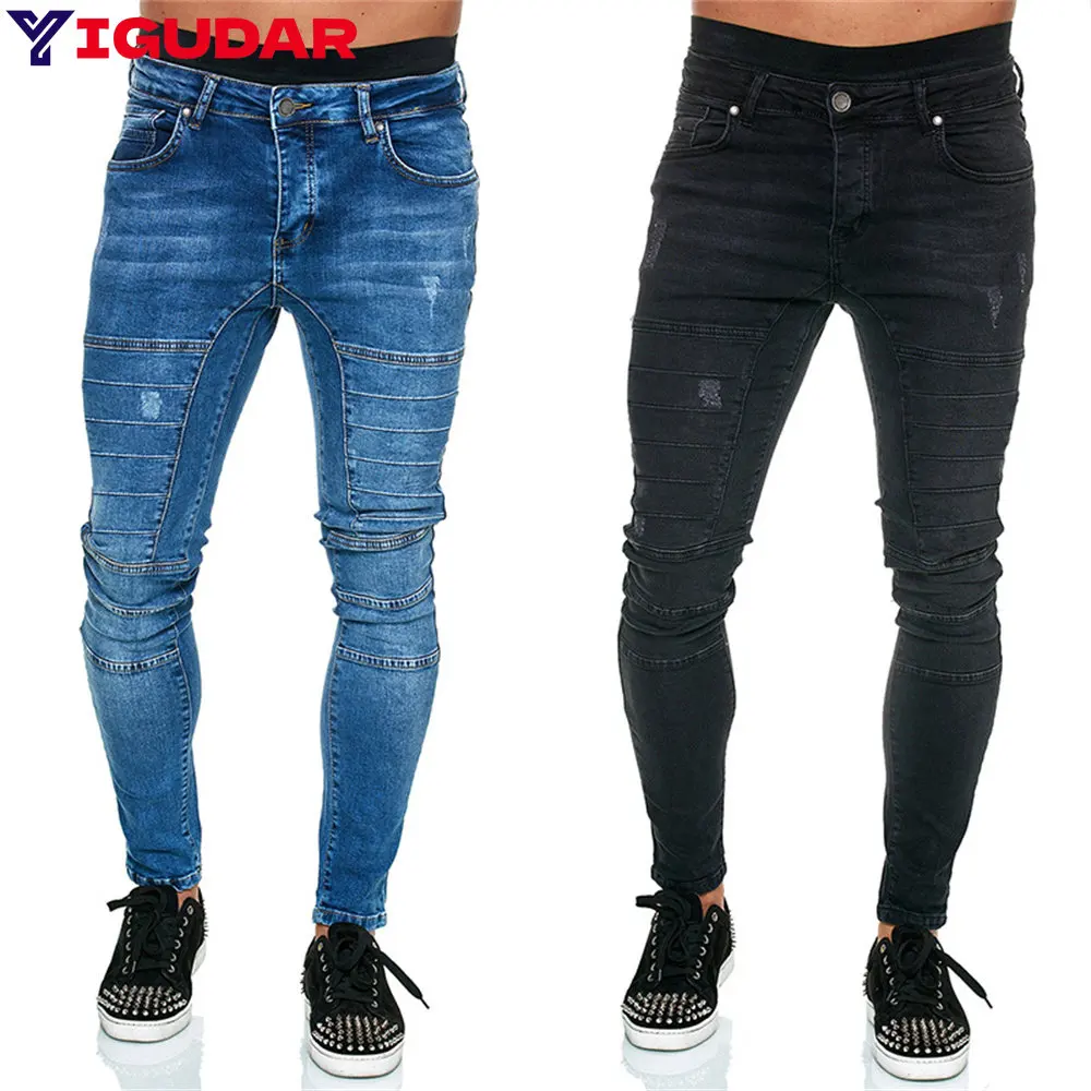New Streetwear Men's Stretch Jeans Casual Men's High-end Solid Color Slim Fit Skinny Pants Fashion Sports Jogging Harajuku Pants