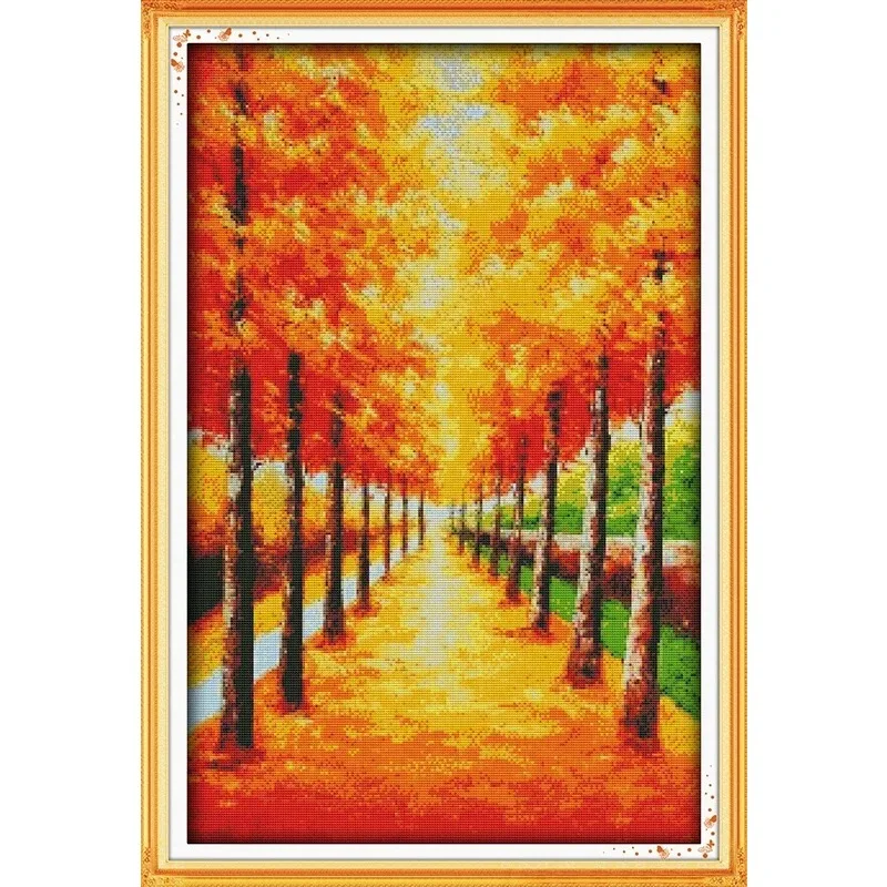 

Joy Sunday Новый набор для вышивки крестом с принтом Easy Pattern Набор для вышивки ткани Аида-Золотая осень (6)