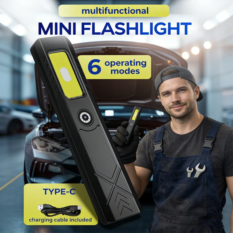 LED Keychain Flashlight Rechargeable 550LM Portable Mini Torch Pocket Lantern Flood Work Light With Magnet For Emergency