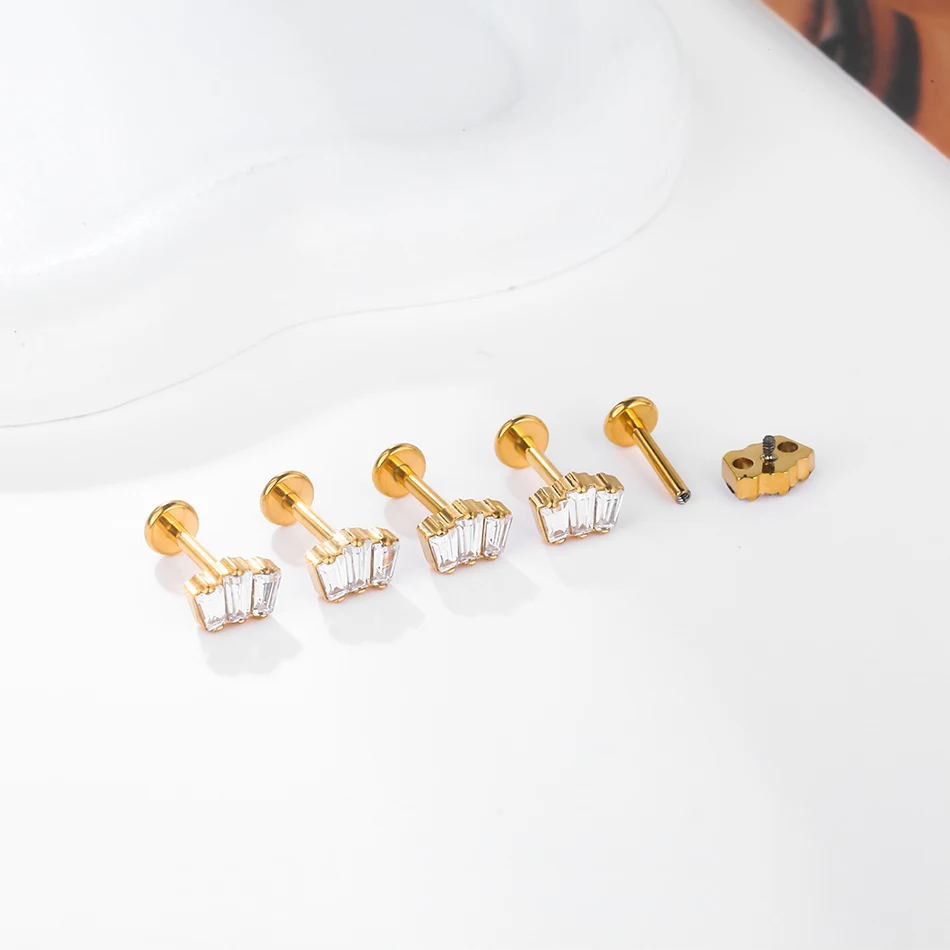 1/5PCS Titanium 16G Crystal Zircon Labret Lip Ring Ear Stud Ear Tragus Cartilage Helix Conch Lobe Piercing Earrings Jewelry Gift