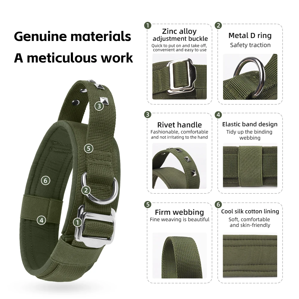 Outdoor Tactical Dog Collar Metal Buckle Breathability Nylon Collar Medium and Large Dog Training Neck Collar explosion -proof view 4