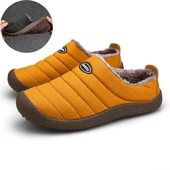 Fregona de algodón cálida de invierno para hombre con suela suave y botas de invierno de algodón grueso, nuevos zapatos casuales 2025 para parejas en interiores y exteriores