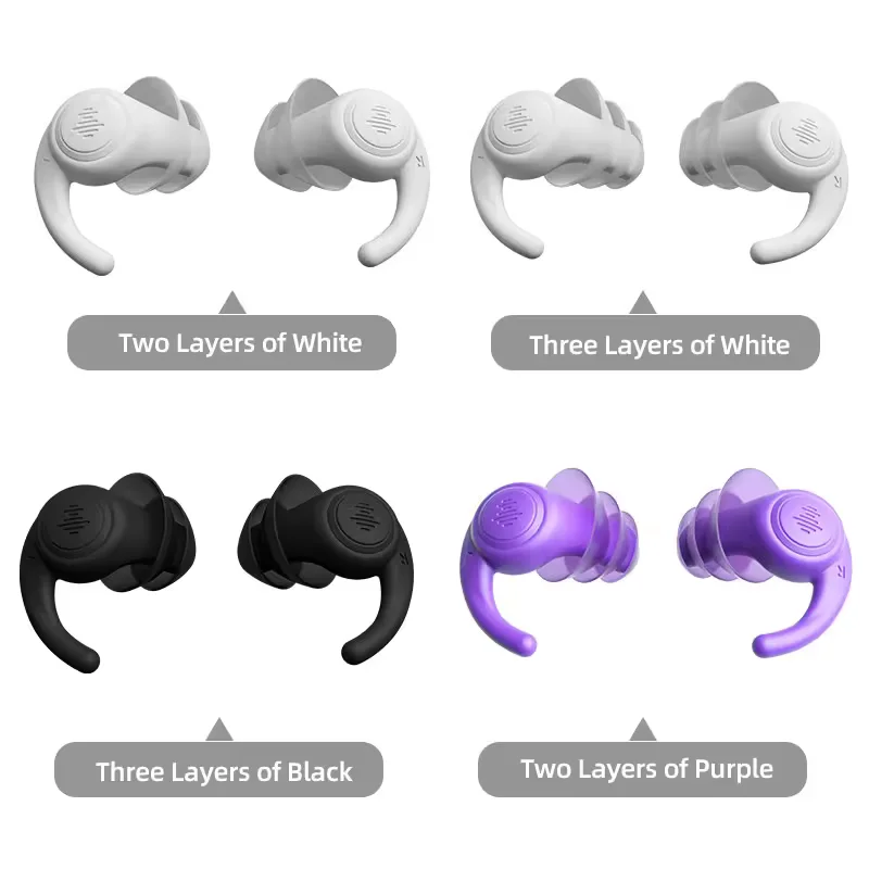 HUAK Silicone 3-Layer Earplugs – Ear Protection & Noise Reduction for Sleep, Travel Tapones Para Dormir
