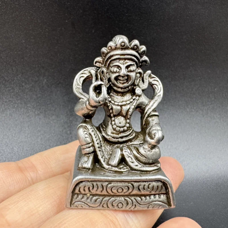 

Nepal Tibetan Iron Buddha Statue Ornament Hammered and Chiseled Tibetan Yellow Wealth God Small Mini Buddha Desktop Decoration