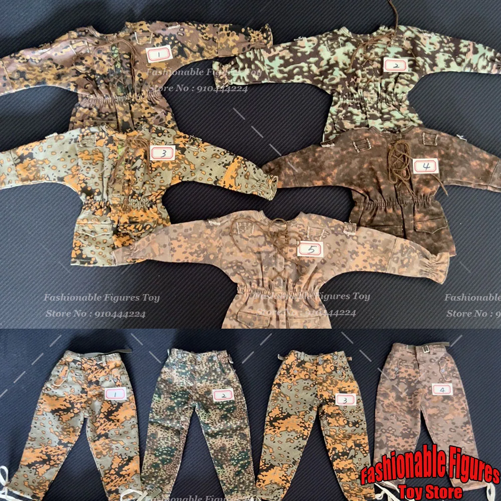 Mars Divine WWII Military Series 1/6 German Battle Camo Pant Helmet Cover Blouse Smock Accessories Fit 12