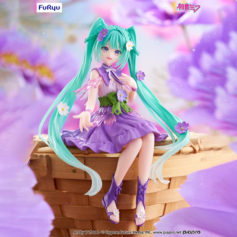 Original furyu hatsune miku anime brinquedo bonito miku roxo caqui fada bonita menina estatueta modelo coleção ornamento brinquedos