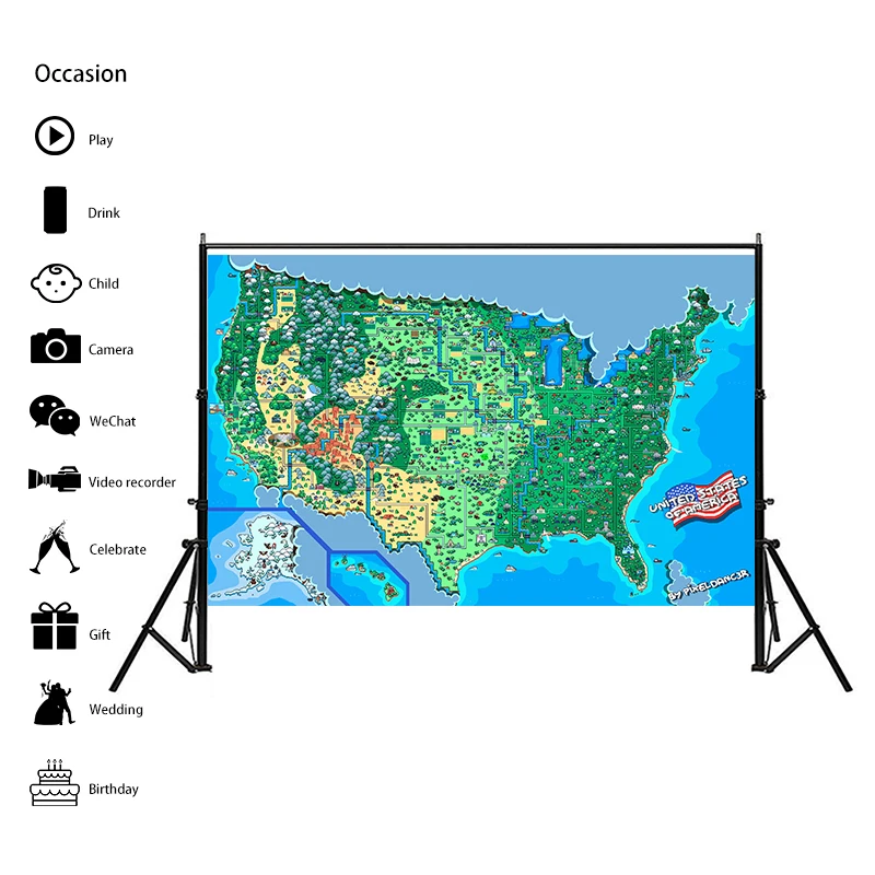 Grand autocollant mural Non tissé carte du monde des états-unis, décoration de carte sans cadre, affiche d'art mural rétro, fournitures scolaires et de bureau