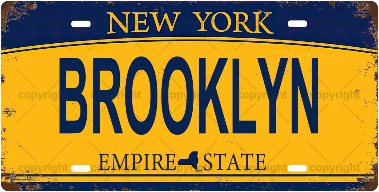 BROOKLYN Vintage Metal Tin Sign, License Plate, Home Decor, Room Decor, Wall Decor, Bathroom Decor, Bar Decor, Cafe Decor, Garag