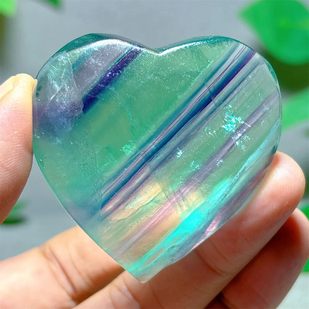 Rainbow Fluorite Heart Crystal Natural Stone Quartz Stone Minerals Home Decoration Reiki Craft Love Gifts Energy Healing Luck