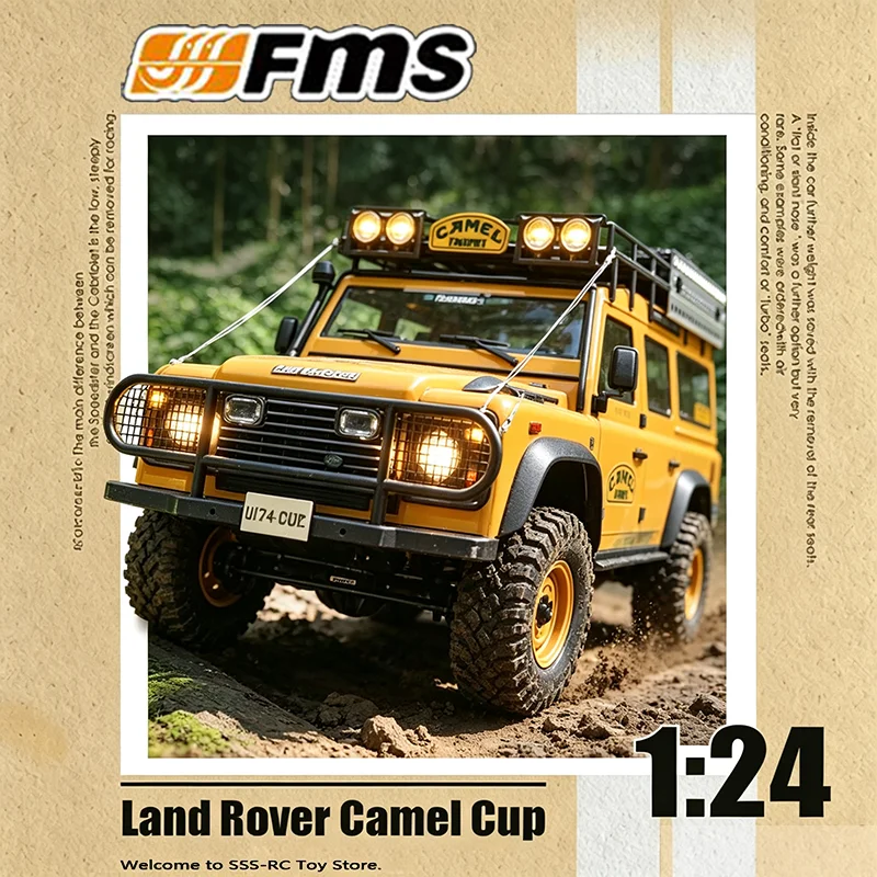 In-Stock Fms Land Rover Camel Cup 1:24 Fcx24m Defender- D90/D110 Discovery Range Rover Rc Off-Road Vehicle Children'S Toys Gifts