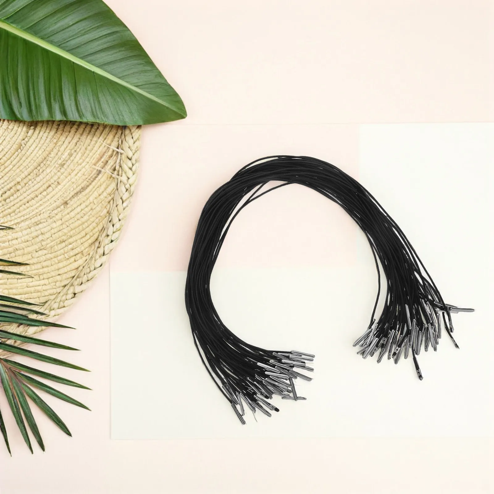 50Pcs Elastic Bungee Cord with Metal Ends for Face Mask Straps Hoodie Strings Soft Stretchable Drawstring Rope Lightweight