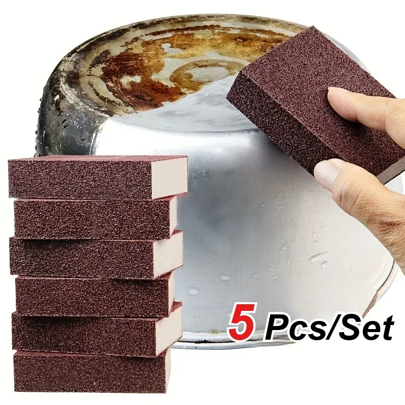 5 PCS/Set Emery Sponge Cleaning Pads - Kitchen Cookware Cleaning Pads, Descaling ,Rust Removal Dishwashing and Cookware Cleaning