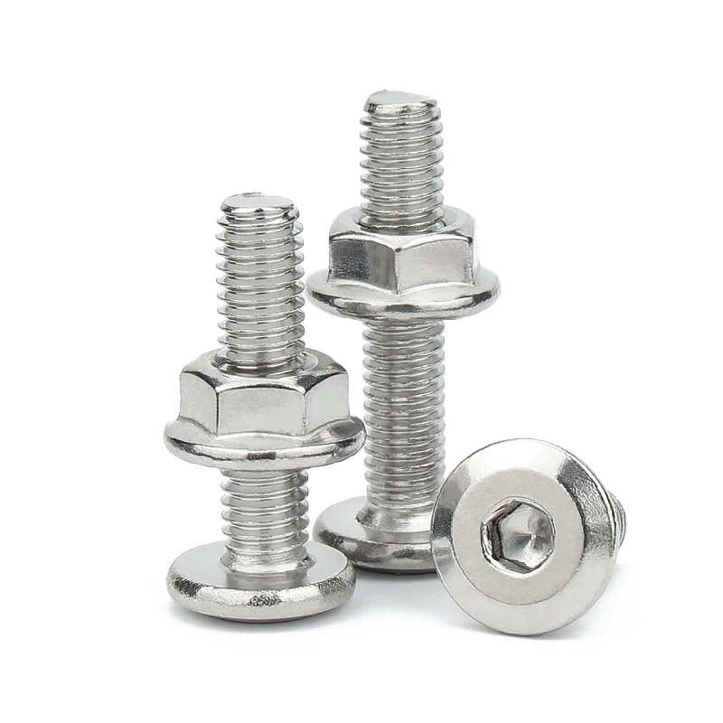M3M4M5M6M8M10M12 Juego de tornillos y tuercas Allen con cabeza hexagonal plana grande de acero inoxidable 304 para perno de junta de conector de muebles