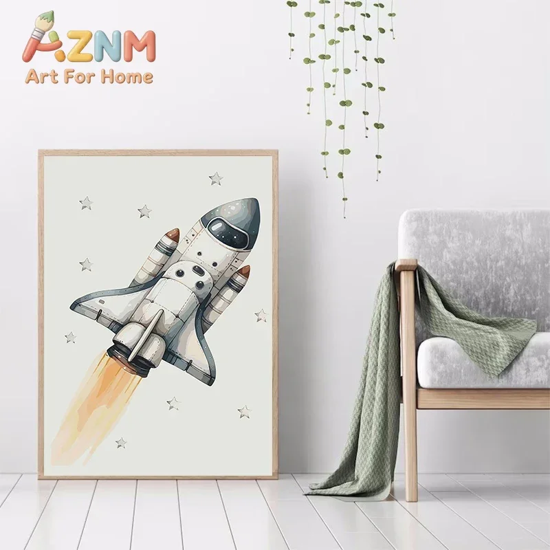 Astronaut in Space Emotions Chart Weather Alphabet Shapes Crayon Color Poster Canvas Painting Print for Kids Room Nursery Decor