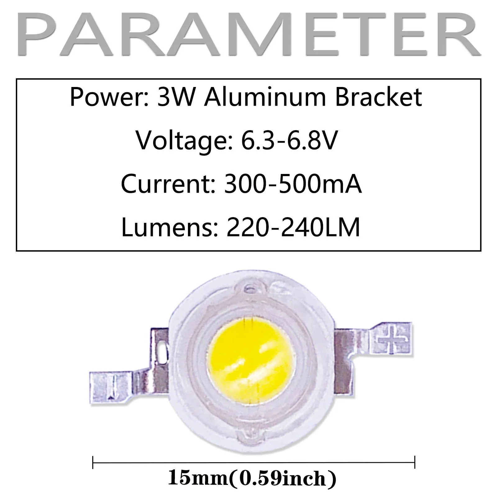 100PCS 3W LED Power Supply 6-7V 500mA LED Light Emitting Diode LED Bulb Chip Flashlight RGB LED DIY Kit