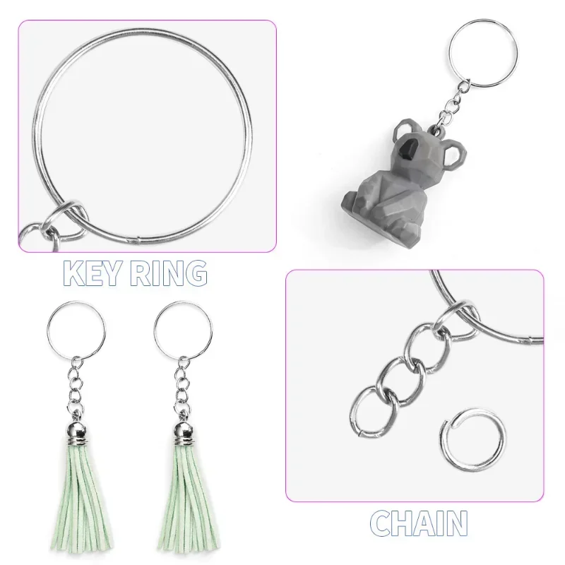 100 Stuks Metalen Blanco Sleutelhanger Sleutelhanger Split Ringen Keyfob Kreeft Sluiting Sleutelhanger Rvs Rvs Diy Sieraden Accessor