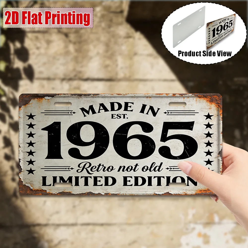 Made In 1965 Retro Not Old License Plate AL Sign - Vintage Durable Metal Plaque Wall Decor, Home Office Bar Man Cave Wall Art