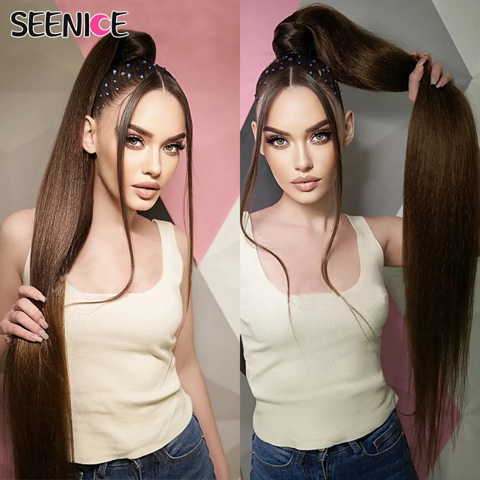 Straight Synthetic Ponytail Hair Extensions Natural Hair False Tail for Women Horse Overhead Tail False Pigtail White and Black