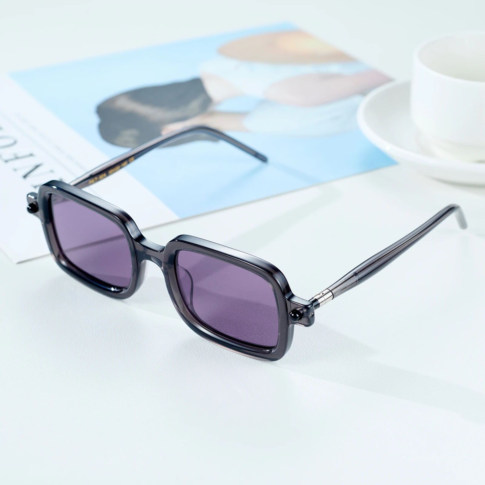 Reef Tiger модные песочные черные квадратные солнцезащитные очки 400 УФ блокирующие невидимые ультрафиолетовые фиолетовые линзы 100% защита от солнца
