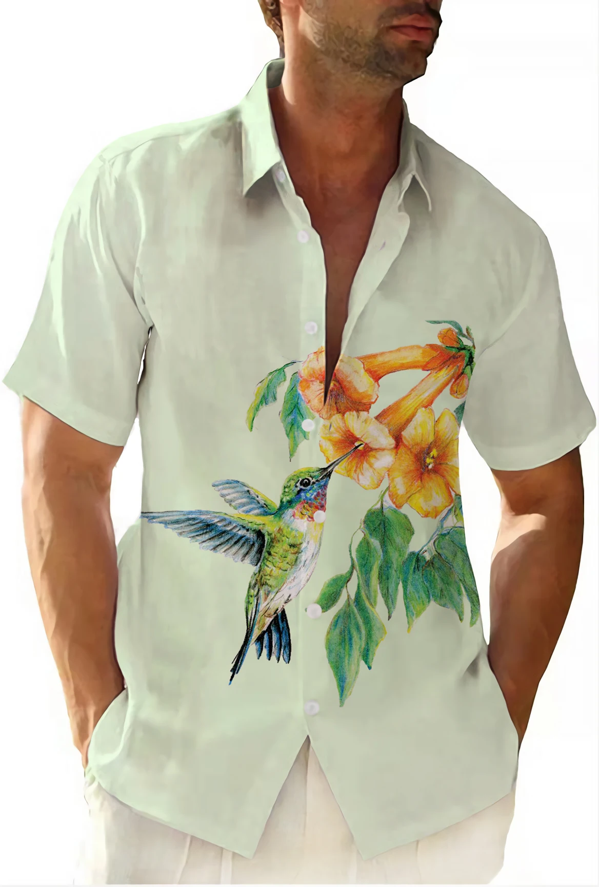 

3D Printed Men's Short Sleeve Shirt Art Painting Style Printed Comfortable Casual Large Size Loose Men's Shirt Hawaii Beach