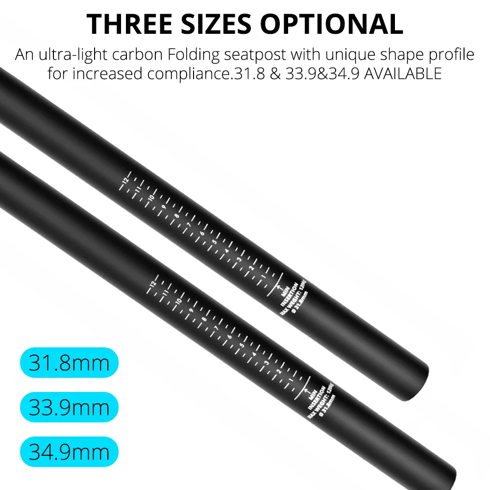 ULLICYC Full Carbon, Performance faltbare Fahrradsattelstütze 5 ° /25 °   Versetzt 31,8/33,9/34,9 mm, Faltrad für C/P/T-Linien-Sattelstütze