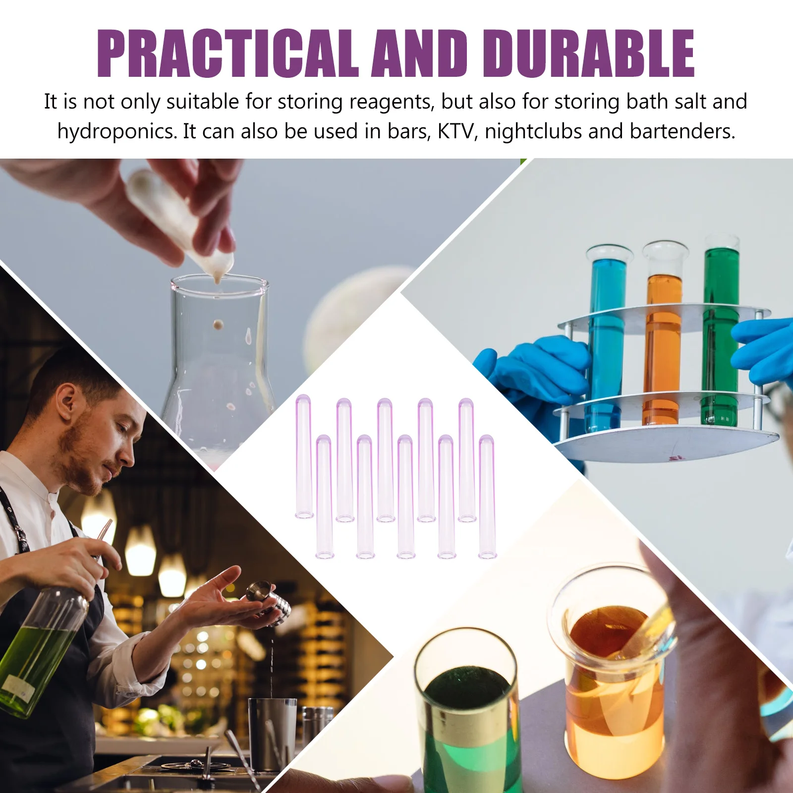 

10 Pcs Test Tube Glass Tubes Transparent Plastic Laboratory Accessory Packaging Household Mini