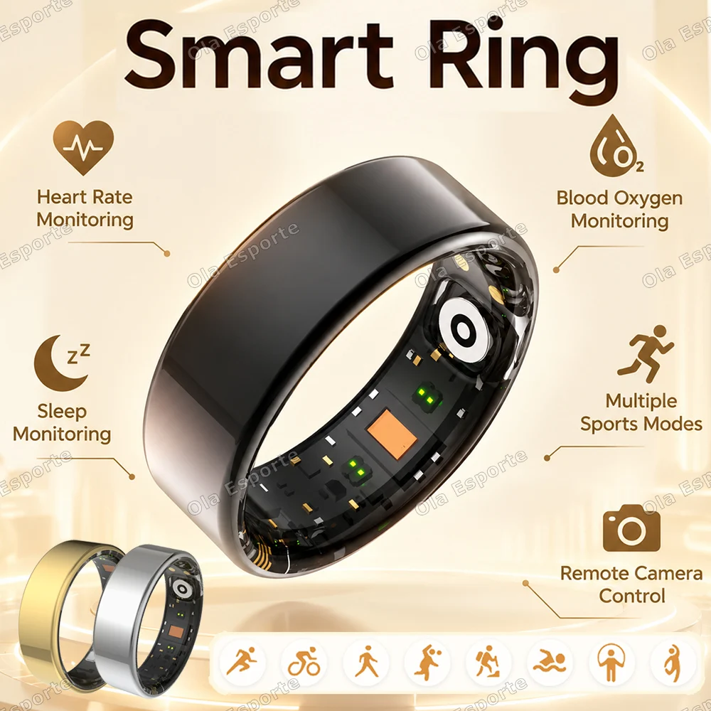 HRV/ Pressure testing Monitor Smart Ring Women Men Smart Control Heart Rate Smart Health Analysis Multi-sport Mode Smartring R02
