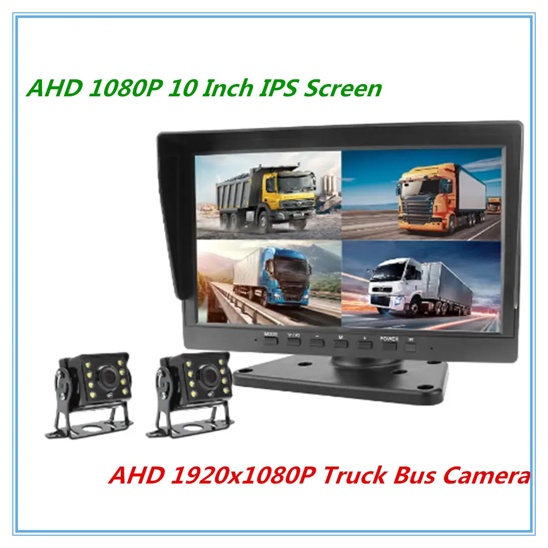 

10 Inch 1920x1080P IPS Screen Car Monitor Recording DVR With AHD 1080P IR Night Vision Vehicle Rear View Camera For Truck Bus