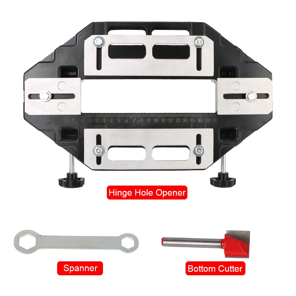 Hinge Hole Opener With Spanner Lock Guide Plate Locator Woodworking Wood Door Positioning Slotter Hidden Gate Slotting