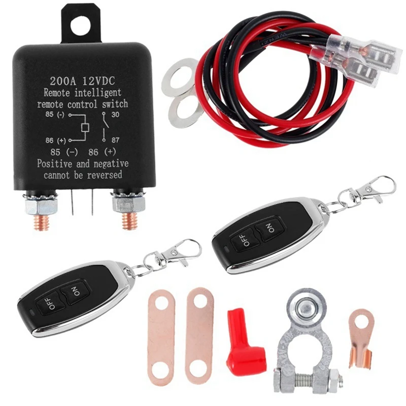 12V 200A Battery Switch Relay Remote Control Battery Disconnect Cut Off Isolator Switch Anti-Theft Switch For Car Boat