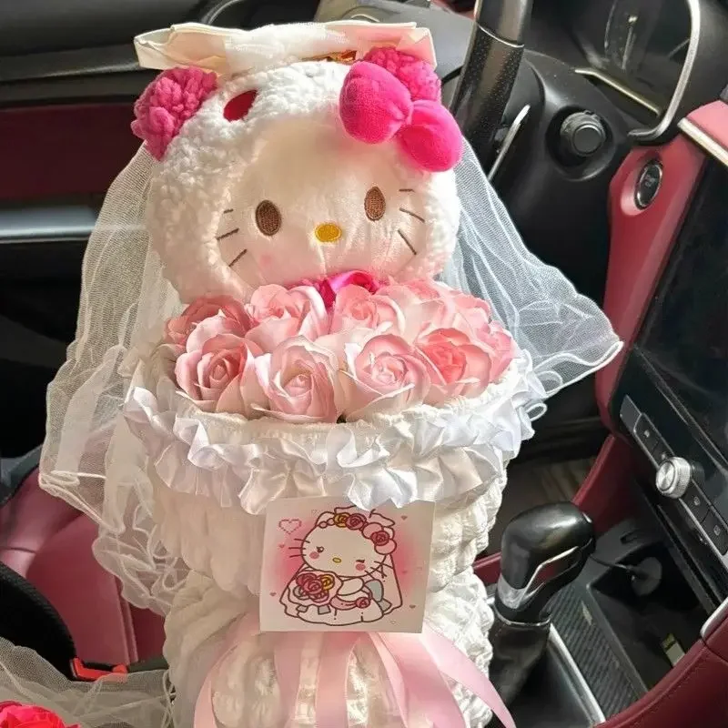 Hello Kitty Kawaii Cute Doll Bouquet for Girlfriend’s Birthday on Teacher’s Day Anime Cartoon Pattern Girls with Good Looks